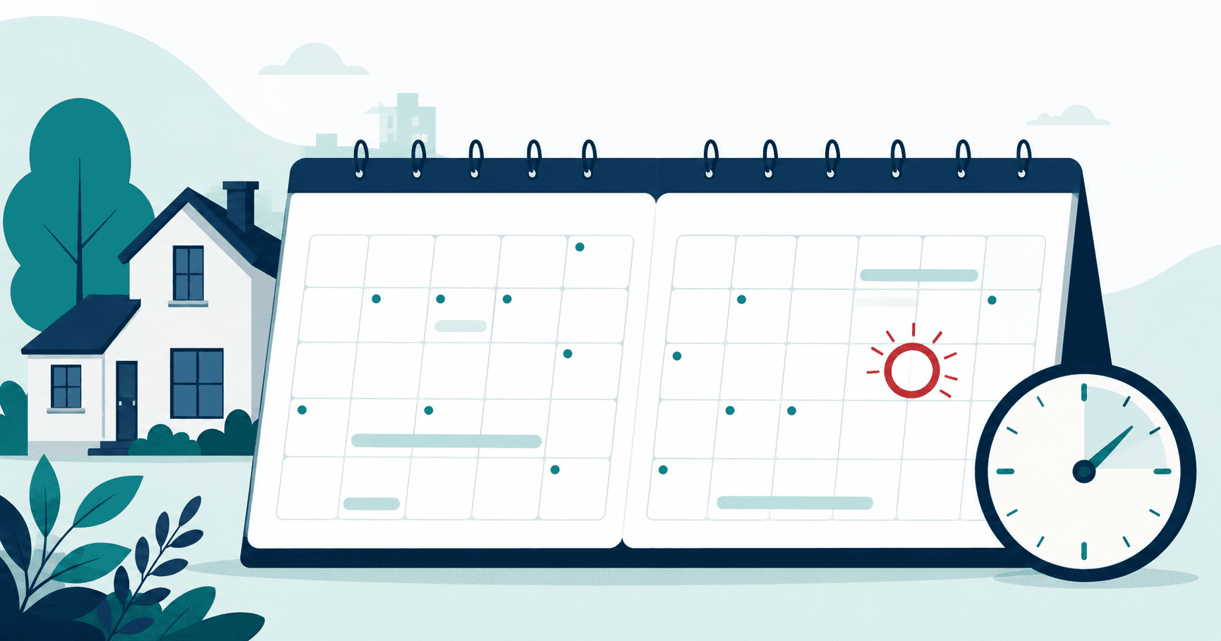 Rent increase notice period England 2026 — two-month countdown deadline calendar for a Section 13 notice